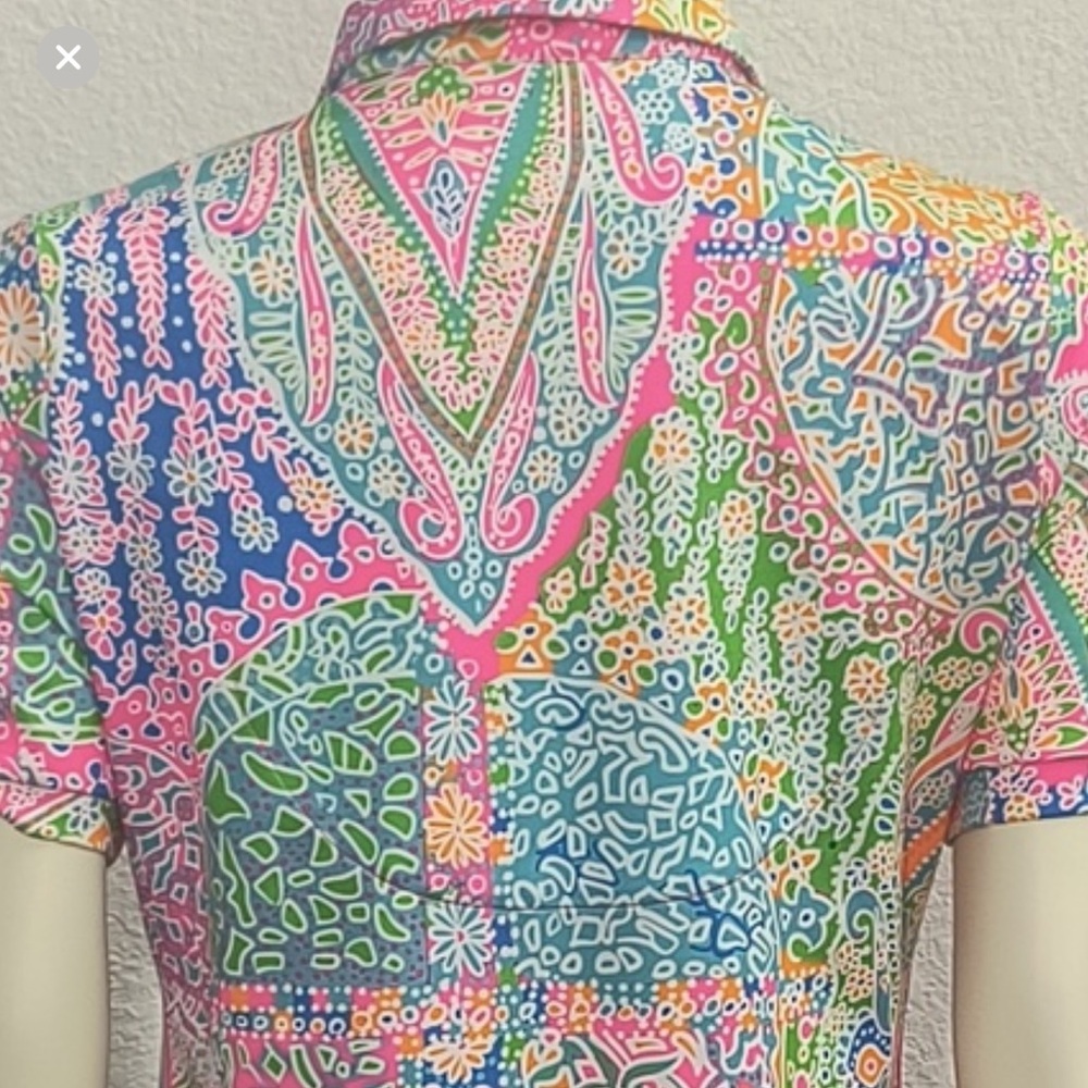 Resort Golf Dress Bright Paisley Print Pockets Preppy Summer